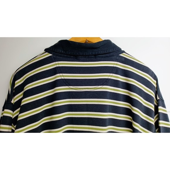 J. CREW RUGBY SHIRT, NAVY/GREEN/WHITE STRIPES, COTTON, SIZE XL - Picture 6 of 6